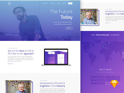 Simple Lander blue company download free freebie homepage modern purple site sketch website