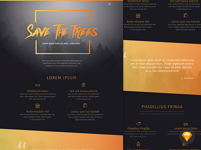 Website Template bold dark dark website download free freebie home homepage orange sketch trees