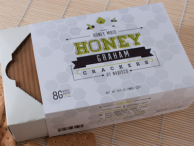 Package Redesign banner bee hive box graham crackers green honeycomb package package design