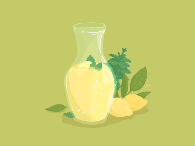 Summertime beverage digital food green illustration lemonade simple