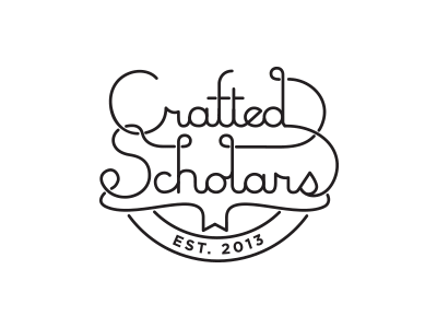 Crafted Scholars Logo badge cap education flat logo script seal