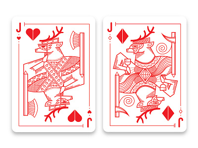 Holiday Reindeer Cards christmas holiday illustration line art playing cards poker reindeer