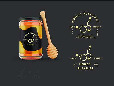 Honey pleasure branding dribbble flat honey honeycomb logo natural pleasure product serotoninn ui