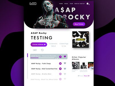 Music asap rocky design dribbble flat music player shot ui ui design uiux user interface ux vector