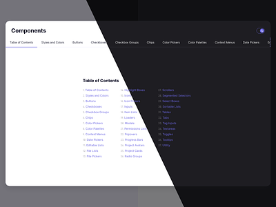 Component Library Overview component library dark theme design system ui design web application