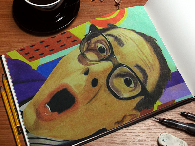 Face Expresion - Illustration with color pencil colorful draw expression face hand drawn illustration man pencil