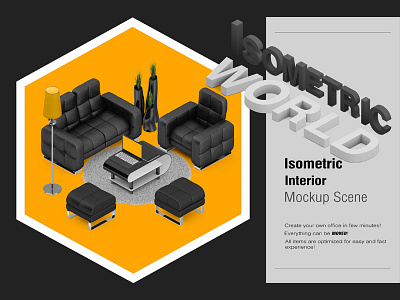 Isometric Interior Mock Up 3d view art wall corporate decal glass mockups glass wall isometric building isometric interior design isometric mock up logo 3d logo mockup sometric mockup