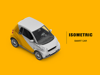 Isometric Smart Car Mockup isolated mock up mpv muv photoshop psd smart smart car smart object ute utility vehicle van