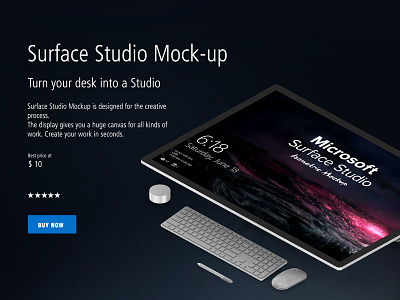 Isometric Microsoft Surface Studio Mockup