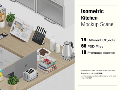 Isometric Kitchen Scene Mockup  10