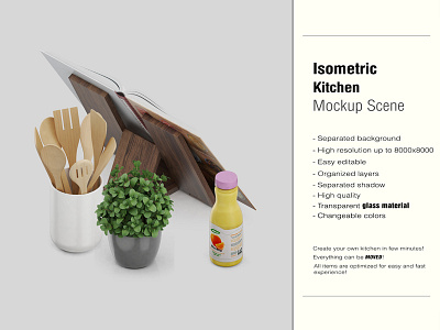 Isometric Kitchen Scene Mockup  2