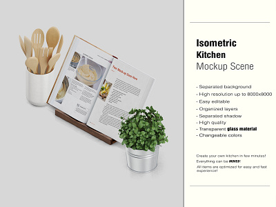 Isometric Kitchen Scene Mockup  6