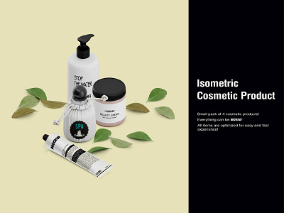 Isometric Cosmetic Product Mock-up beautiful beauty bottle cosmetic cosmetic bottles cosmetic package isometric isometric bottles isometric cream isometric mock up isometric mockup mock u