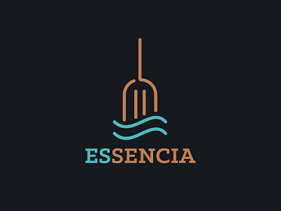 ESSENCIA Restaurant branding fork graphic design icon iso isotope logo logotype restaurant sea seafood water