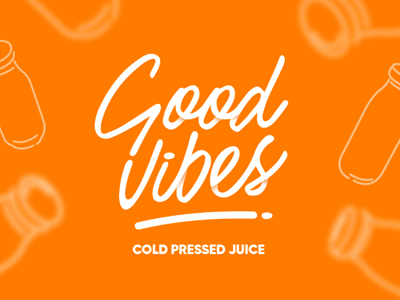 Good Vibes Bottle Packaging bottle branding calligraphy fruits graphic design icon juice lettering logotype packaging