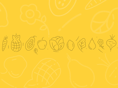 Icons for Cold pressed juice branding fruits graphic design icons juice nature vector veggies yellow