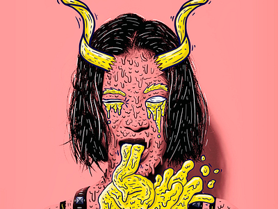 Devil Illustration apple pencil art direction character design devil gore graphic design illustration pink poster procreate rock yellow