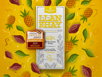 Llankhay Chocolate Pineapple / Bronze Chocolate Award apple pencil award cacao candy chocolate cocoa design draw graphic design green illustration illustrator illustrators ipad leaf nature packaging pineapple procreate yellow