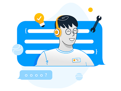 Expert Tech Support browserstack character chat customer care customer support design developer illustration mobile success testing ui web