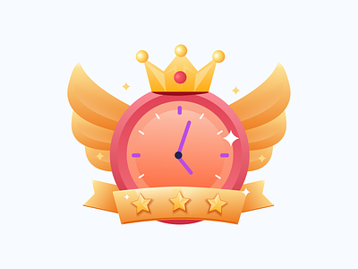 Punctuality Badge 2d app badge branding clock design education edutech flat gamification gradient illustration illustrator points rating ratings sketch time ui