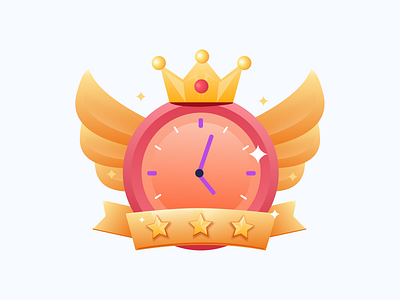 Punctuality Badge 2d app badge branding clock design education edutech flat gamification gradient illustration illustrator points rating ratings sketch time ui