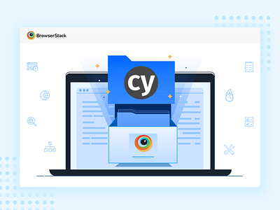 Cypress Launch 2d automation browserstack code cypress design developer flat illustration javascript launch mobile product record setup test testing web