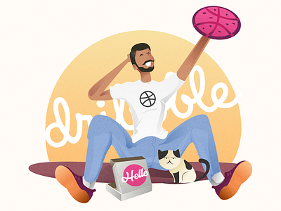 Hello Dribble ! character debut firstshot hello hello dribbble heroku illustration pizza