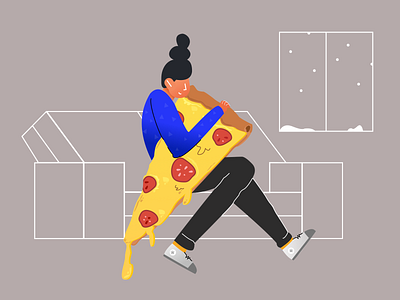 i ❤ pizza character concept creative design digital exploration food friend girl illustration illustrator office pizza vector web work