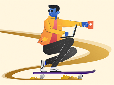 Coffee Racer boss character coffee coffee cup design illustration office puma skateboard skateboarding skating speed street ui urban work