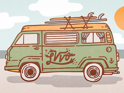 LVVO Design Co. | Illustration apparel bus design hand drawn illustration lvvo sunset beach surf van vector vw