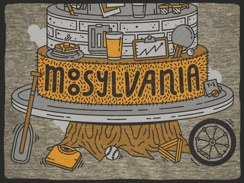 Moosylvania | 10 year anniversary t-shirt 10 cake hair icons illustration moose tree vector rad