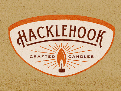 Hacklehook Candle Co. | Logo 2 candle crafted flame hook light burst nautical retro texture vintage