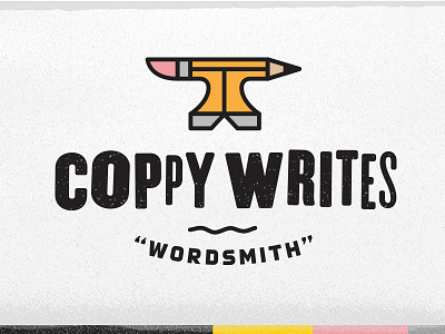 Coppy Writes | Logo anvil blacksmith copy copywriter icon letterpress type logo pencil texture