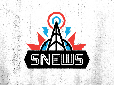 SNEWS band blue logo lost type music onramp orange radio tower texture typography vintage