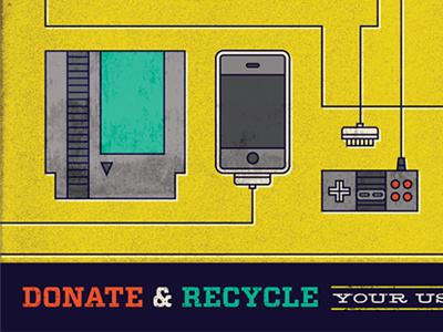 Donate & Recycle awareness electronics illustration poster recycle retro
