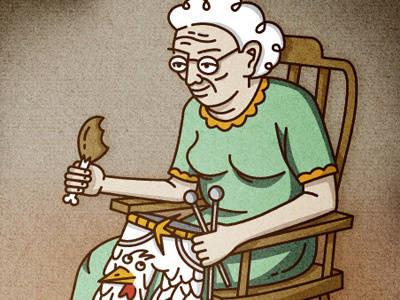 Grandma Chicken pants chicken grandma illustration knitting pants