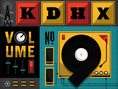 Live at KDHX: Volume 9 | Cover 9 album buttons cd illustration knobs music radio station saint louis st. louis turntable