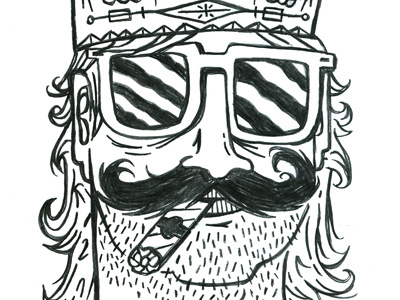 King Neptune | Pencil Sketch character dude illustration king mustache crown neptune rad