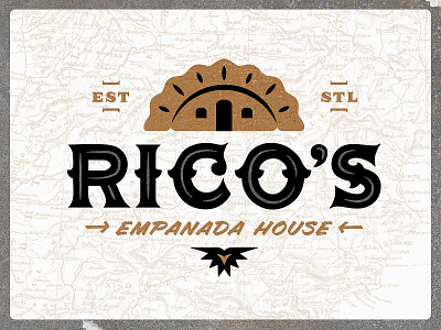 Rico's Empanada House | Logo classic empanada food truck gold house logo restaurant spanish