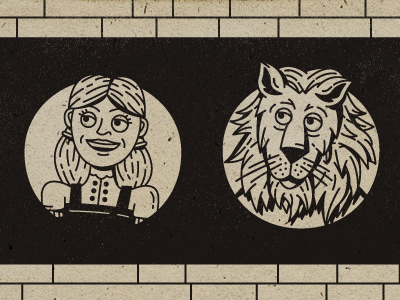 Dorothy & Cowardly Lion characters childrens dorothy illustration lion wizard of oz