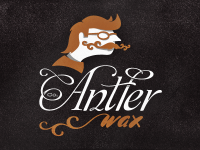 Antler Co. Wax antler character fun glasses illustration lettering logo mustache product retro wax