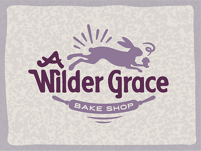 A Wilder Grace — Logo Design bake shop bakery bunny hand drawn logo muffin rolling pin storybook whimsical