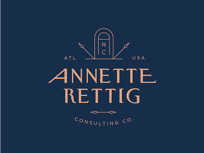 Annette Rettig Consulting — Logo gold icon lockup luxury modern monogram serif simple type typography