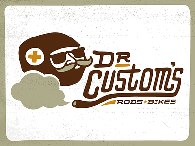 Dr. Custom's | Logo cartoon character classic custom hot rods illustration logo mascot motorcycles mustache rad retro