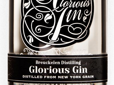 Glorious Gin Packaging alcohol black and white ceramic deboss foil gin letterpress packaging