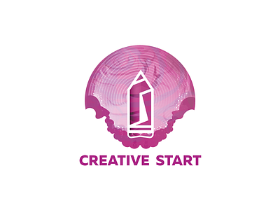 Creative Start brand creative start icon illustration kids logo pencil pencil ship pink space space ship start