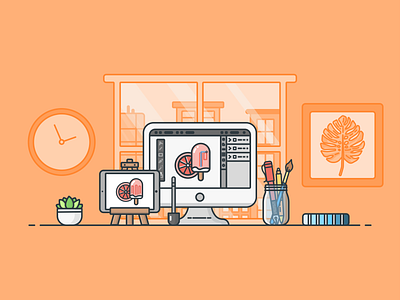 Illustrator's Work Space design desk icon illustration illustrator ipadpro office workspace