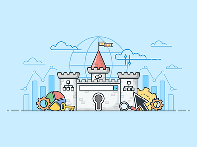 Search Engine Optimization Castle castle design google icon illustration illustrator key search bar search engine optimization seo