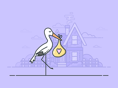 Stork baby baby shower bundle design house icon illustration illustrator stork vector