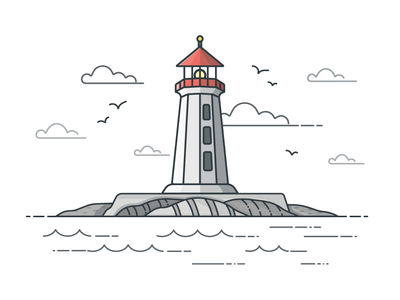 Peggy's Cove Lighthouse design icon illustration illustrator lighthouse ocean vector